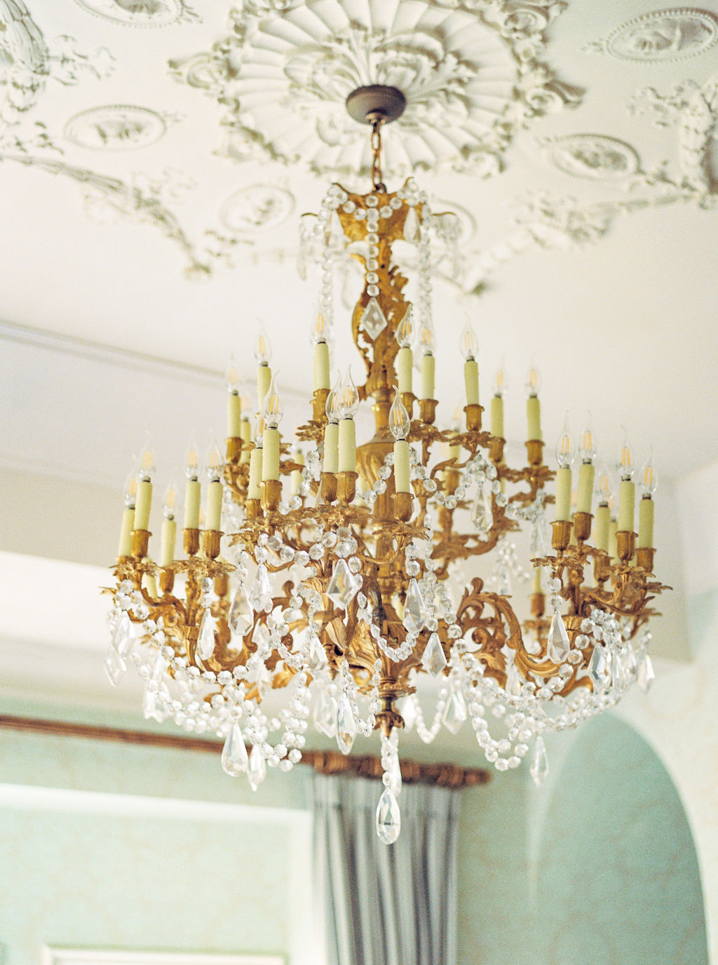 chandelier details at Dover Hall Estate European Wedding Venue in Richmond Va