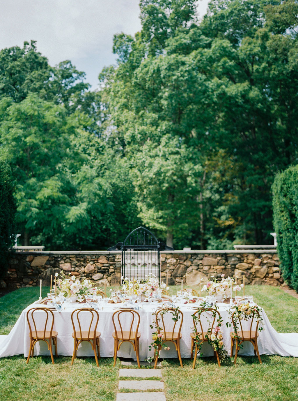 Garden Wedding table design at Dover Hall Estate